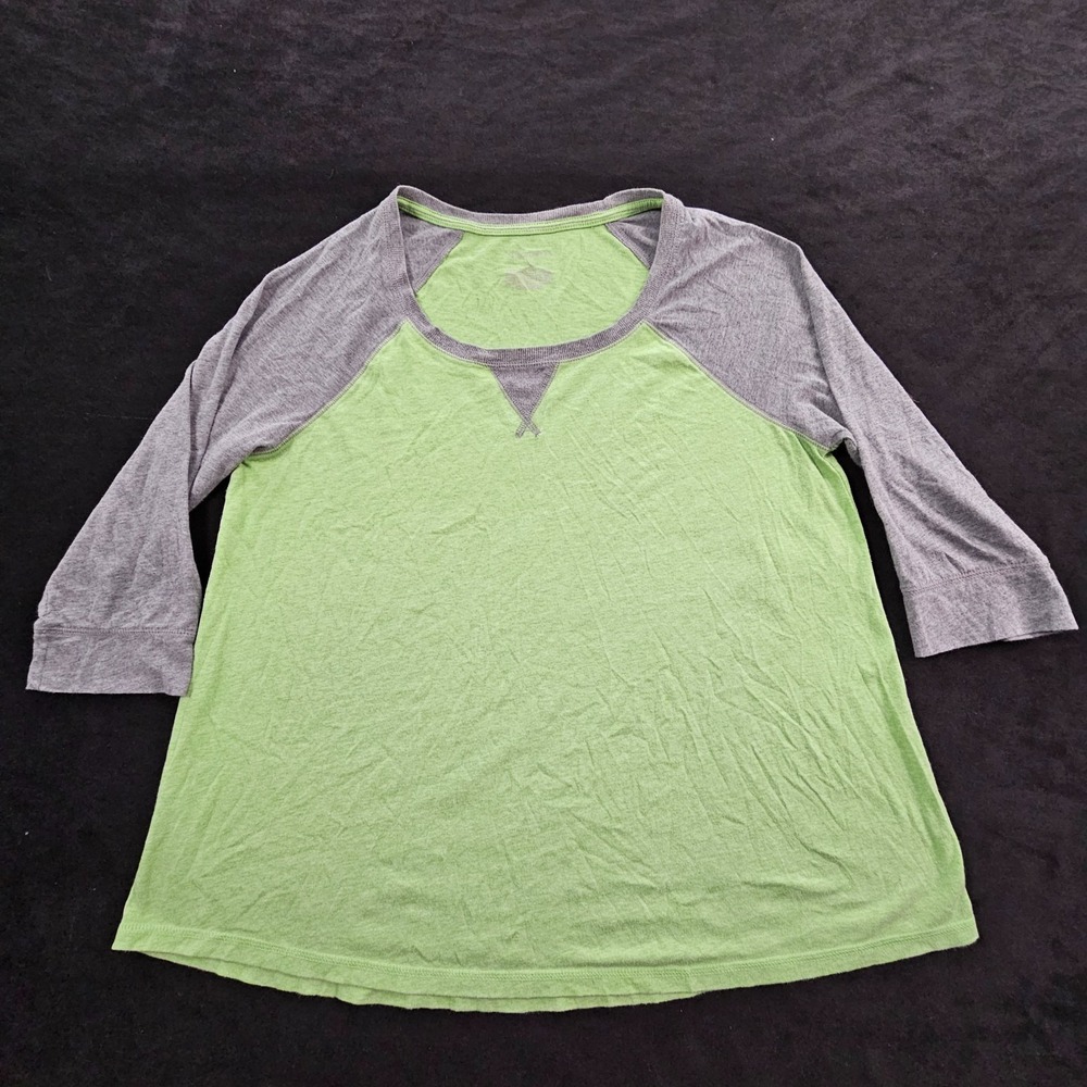 Xhilaration Green 3/4 Sleeve Colorblock Cotton Blend T-Shirt Women's XL